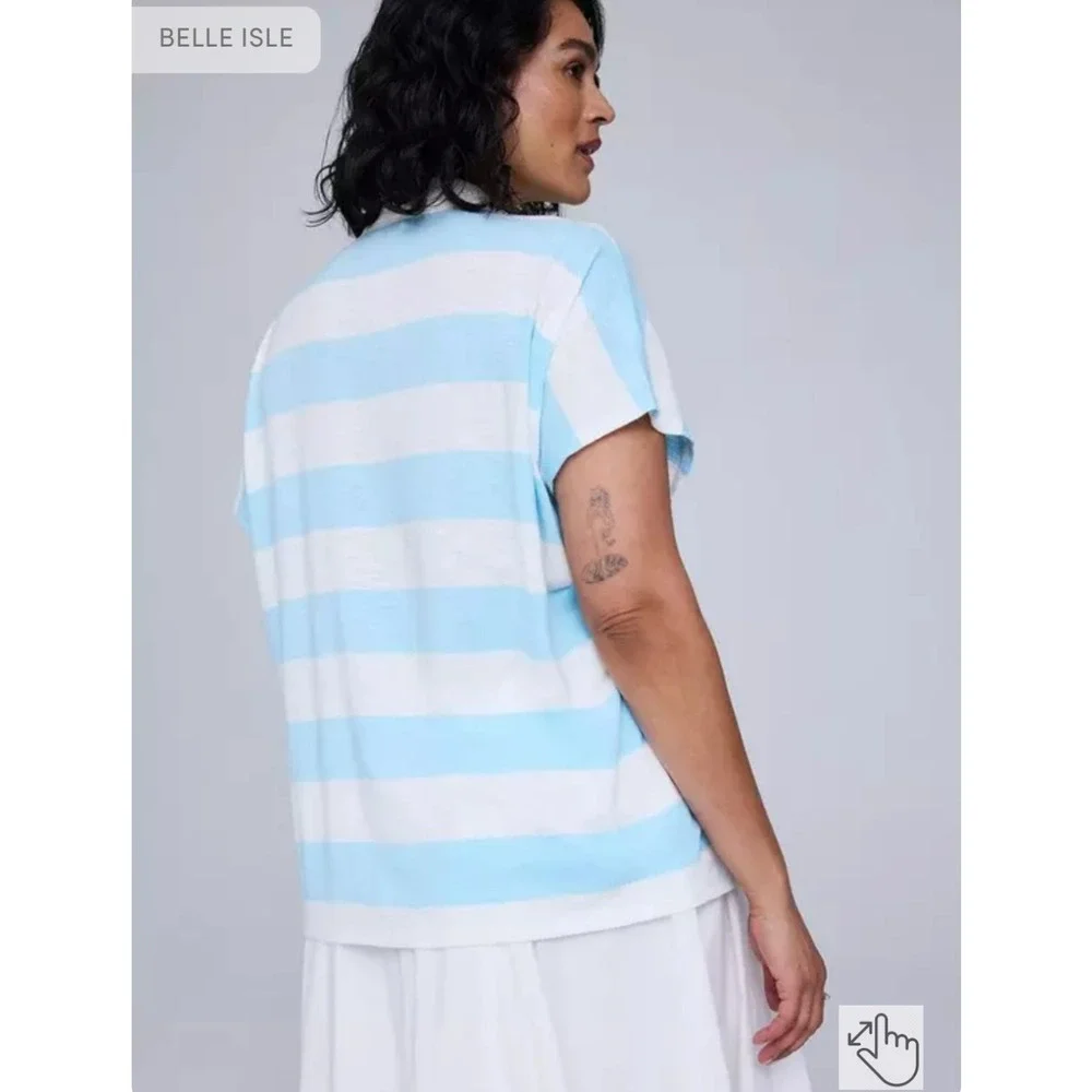 Torrid Belle Isle Cotton Collared Polo Top Blue Stripes Size 0X Large NWT - Picture 13 of 13